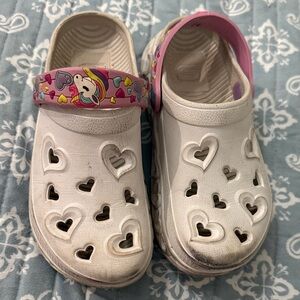 Skechers Kids White and Pink Heart Sandals